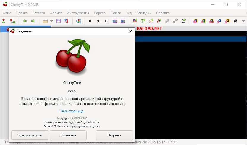 CherryTree 1.2.0 для x64 + Портативная версия