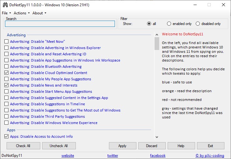 DoNotSpy11 версия 1.2.1.0 с портативной версией и профессиональными функциями