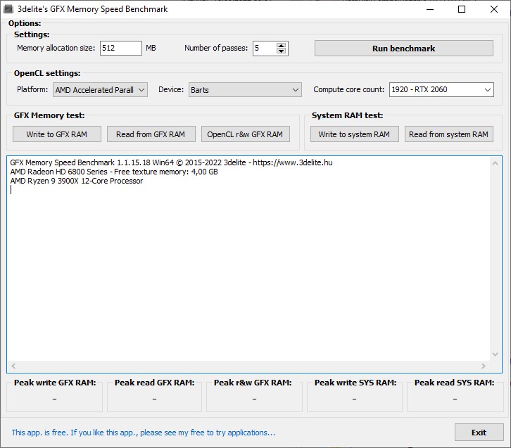 Тест производительности памяти GFX 1.1.22.24 + x64 + Портативная версия
