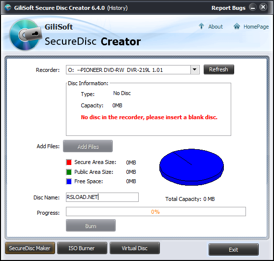 GiliSoft Secure Disc Creator версии 8.4