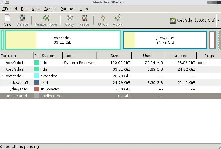 GPartEd Live версии 1.6.0-10 для архитектуры x64