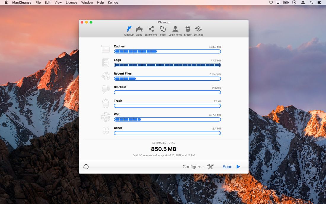 MacCleanse версия 13.0 для macOS