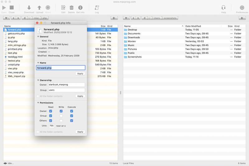 Maxprog FTP Disk версия 1.5.3 и 1.4.9 для MacOS