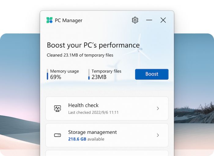 Microsoft PC Manager версии 3.9.3.0