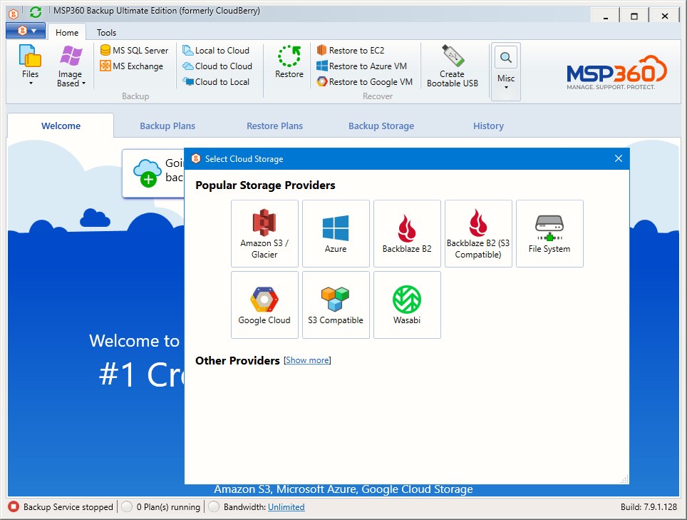 MSP360 Backup Ultimate версия 7.9.3.140