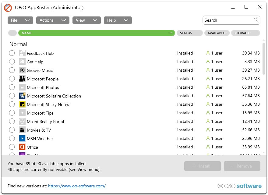 O&O AppBuster версия 1.4.1345