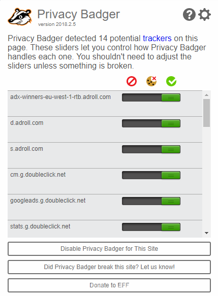 Privacy Badger для Chrome: версия 2023.9.12