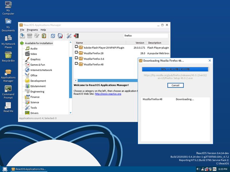 ReactOS 0.4.14 R105