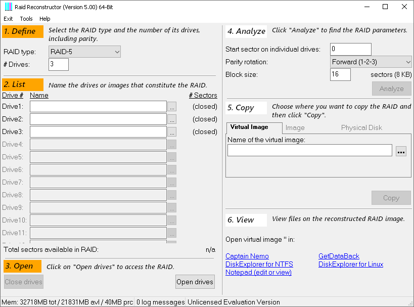 Runtime Raid Reconstructor версия 5.15