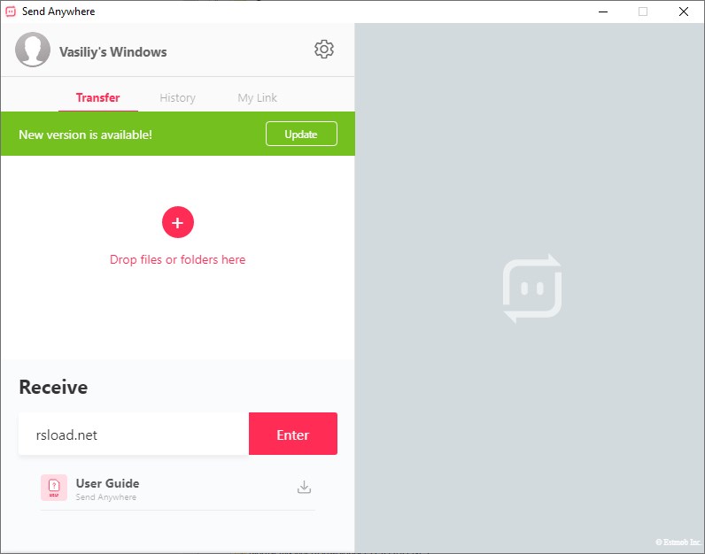 Send Anywhere 23.1.171058 для x64 и версия Chrome 23.3.12.1