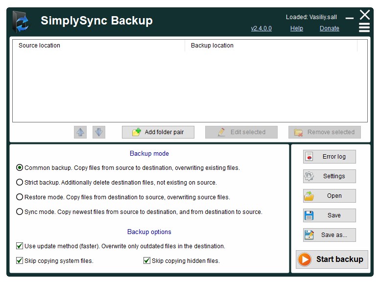SimplySync Backup 2.7.0.0 с русским интерфейсом