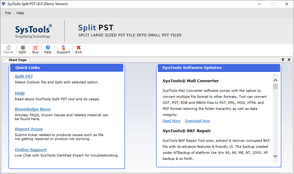 SysTools PST Splitter версии 8.4 для 64-битных систем