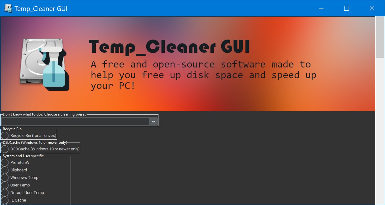 Интерфейс Temp_Cleaner версии 7.0 для 64-битных систем