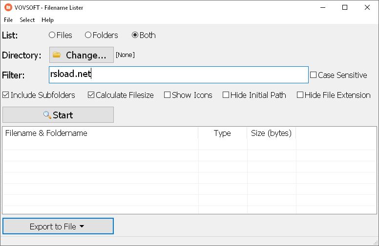 VovSoft Filename Lister версия 5.0