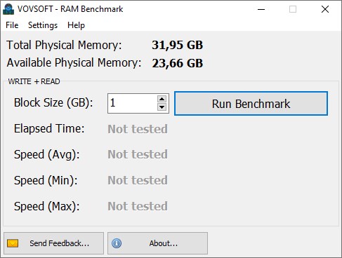 Vovsoft RAM Benchmark версии 1.4 с портативной версией