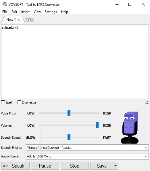 VovSoft Конвертер текста в MP3 версии 3.7