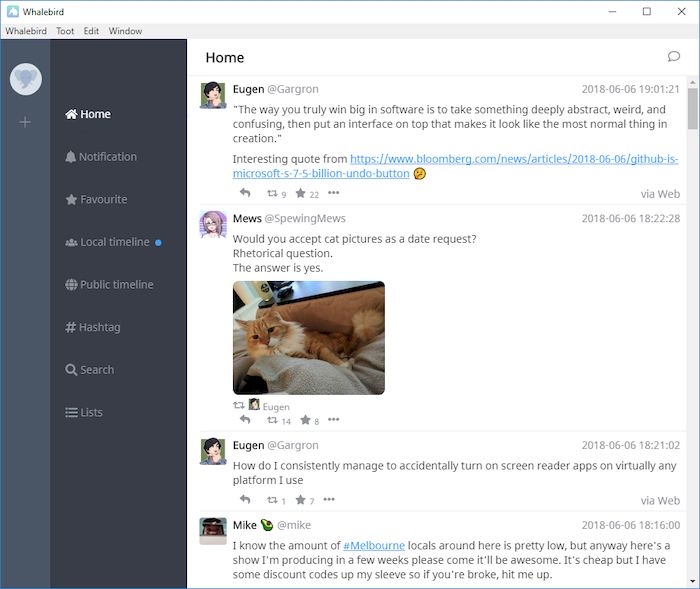 Whalebird версии 5.1.1 x64 и 6.0.0 RC 1