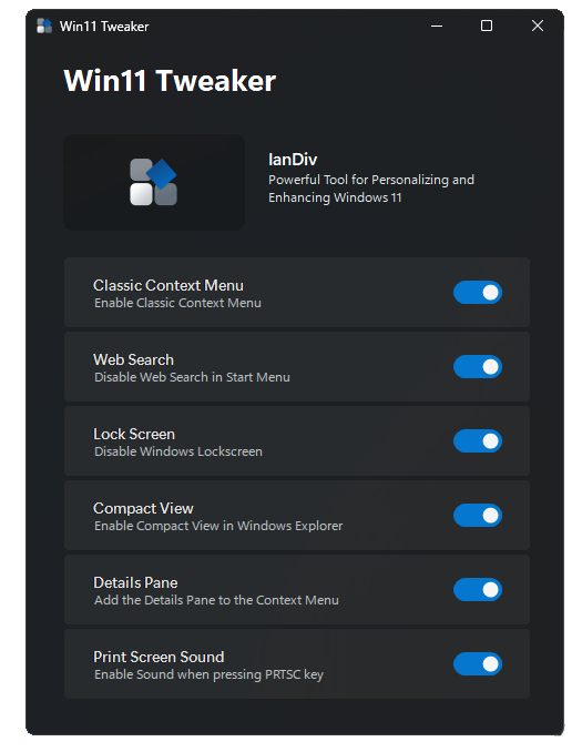 Win11 Tweaker 1.0.0: для настройки Windows 11