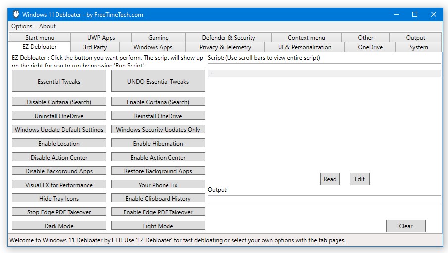Windows 11 Debloater версии 2.0.6
