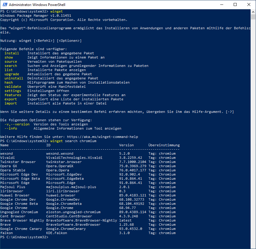 Windows Package Manager до версии 1.7.10861 / winget