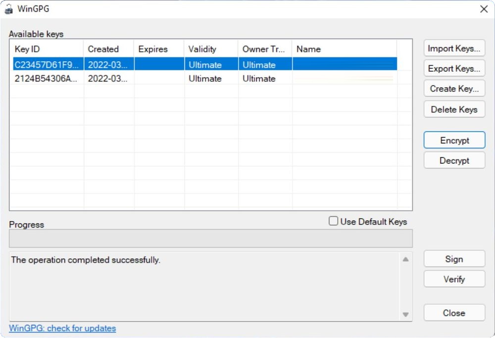 WinGPG версия 1.2.1