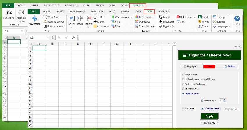 Zbrainsoft Dose для Excel версия 3.6.6